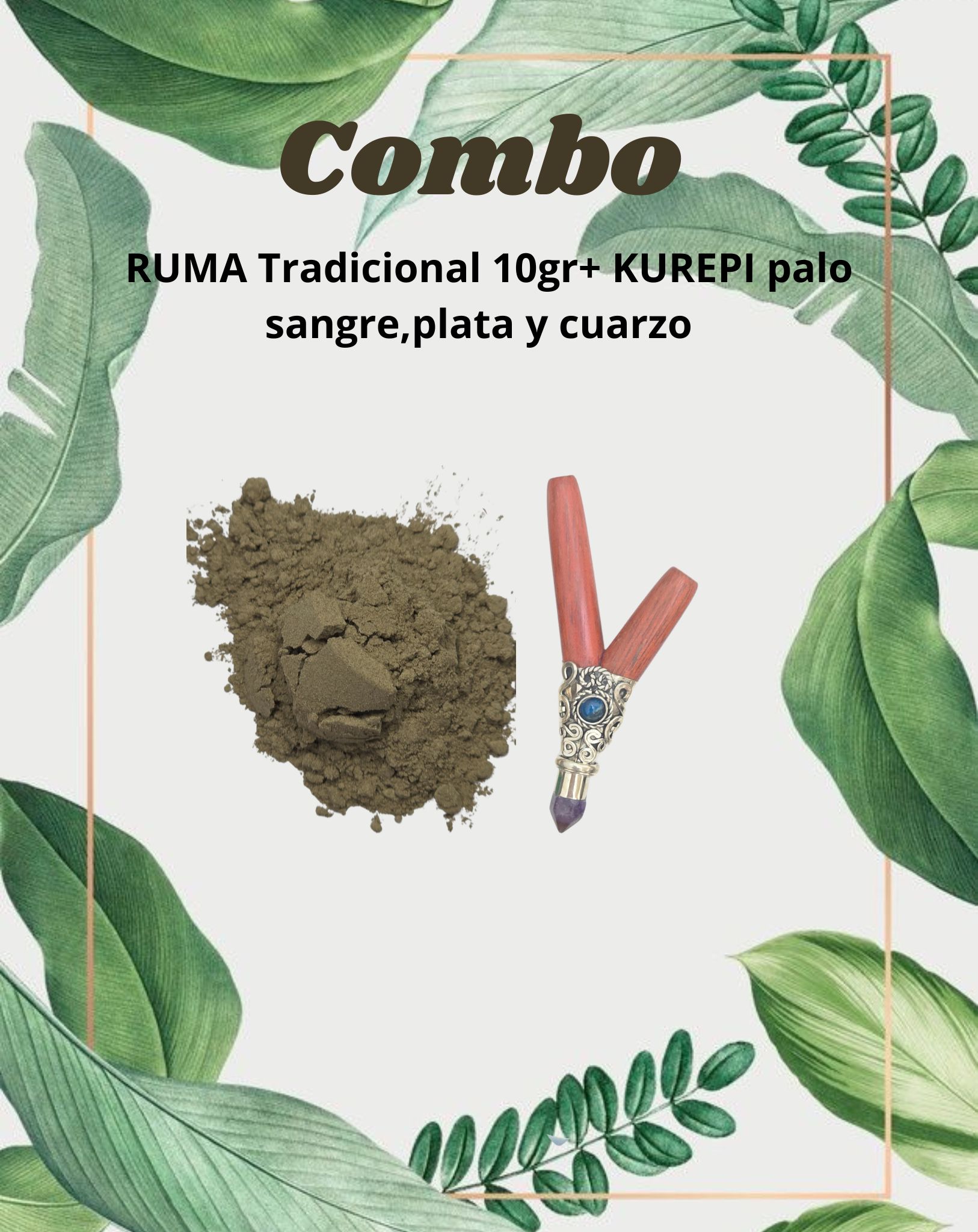 Combo Ruma tradicional 10gr+ Kurepi madera, plata,cuarzo y turquesa